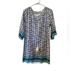 Love Luscious Women’s Printed Tunic Cover Up With Tassle Ties Beachwear Medium